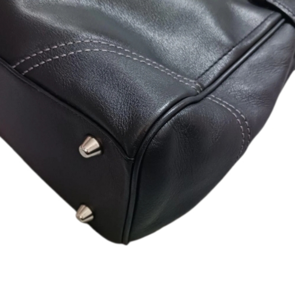COACH Vintage Hampton Black Leather Satchel with Silver Accents - Picture 4 of 8